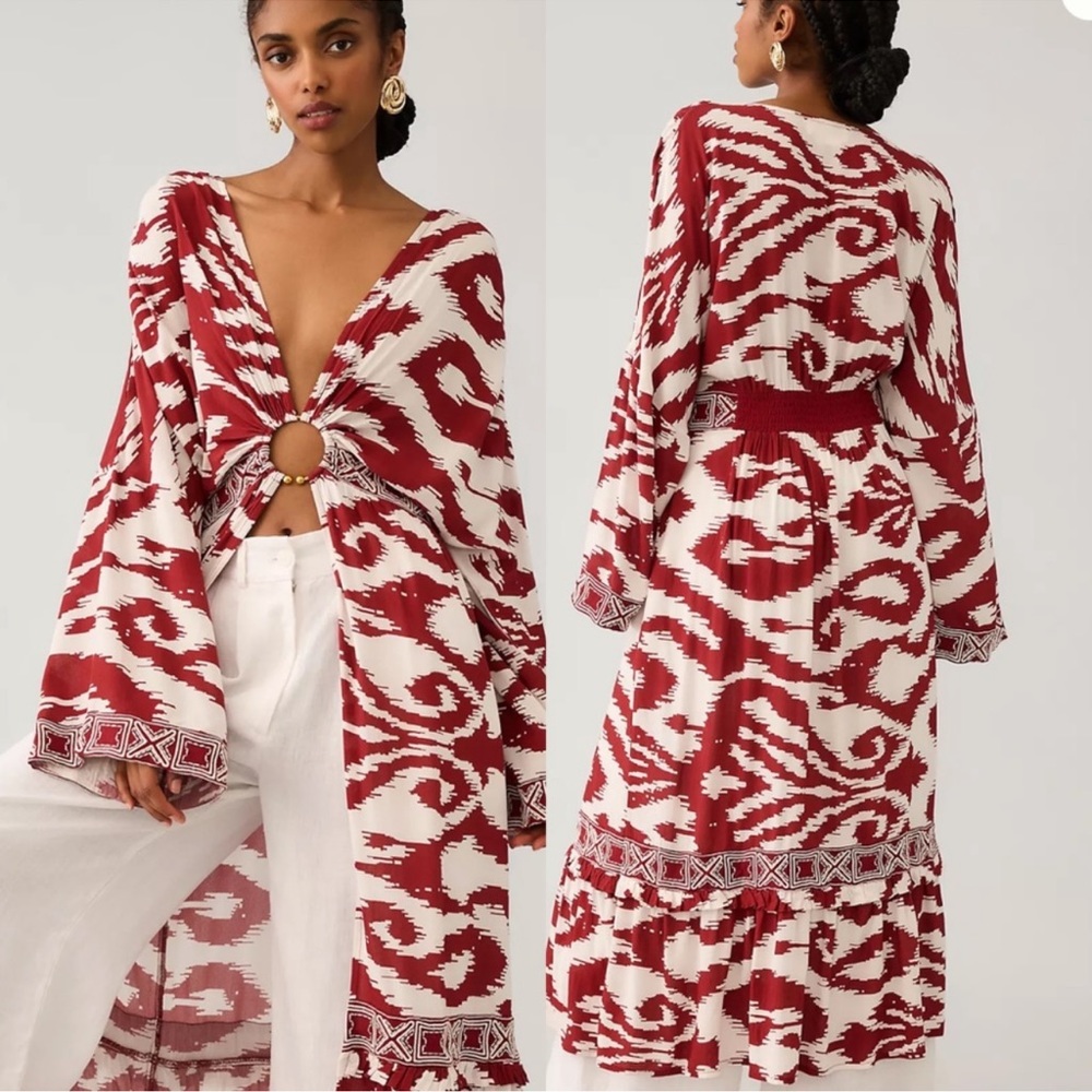 NWT Anthropologie Red and White Tunic Top